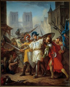 Yüz Yıl Savaşı: “” Fransız ordusunun Paris'e girişi, 13 Nisan 1436”. Fransızlar İngilizleri kovalıyor. Jean Simon Berthelemy'nin (1743-1811) tablosu. 1787 Güneş. 2.62x3.83 m Versailles Sarayları ve Trianon Müzesi - Yüz Yıl Savaşı: Giriş