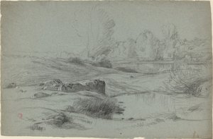Nehir Kenarında Kayalık Bir Çayır by Jean Achille Benouville