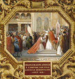 Charlemagne, 813'te oğlu Dindar Louis'i taçlandırıyor