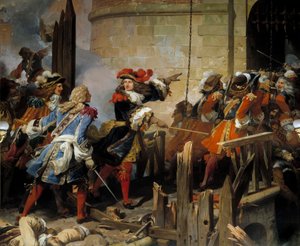 Valenciennes, 17/03/1677 tarihinde Louis XIV (1638-1715) tarafından basıldı, askeri operasyonları Vauban yönetiyor. Jean Alaux dit le Romain (1786-1864) 1837 Sun tarafından tablo. 4,15x4,65 m - Valenciennes, 17 Mart 1677