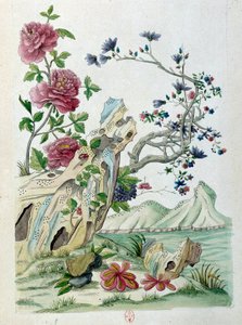 Bir Çin vazosundan çizim: bir manzaradaki çiçekler. Jean Antoine Fraisse