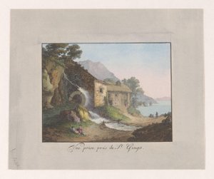 Cenevre Gölü'nün kenarındaki su değirmeni Vue prés de St Gingo ödülü (nesne üzerindeki başlık)
