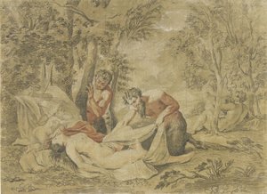 İki satir uyuyan bir periyi gözetliyor by Jean Antoine Watteau (rejected attribution)