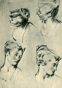 Kadın kafalarıyla ilgili dört çalışma, 18. yüzyılın başları, 1943. by Jean Antoine Watteau