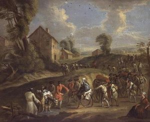Mart ayında piyade by Jean Antoine Watteau