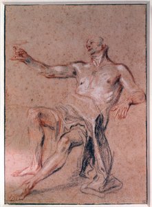 Adam Çıplak Karakalem Jean Antoine Watteau (1684-1721) 18. yüzyıl Paris, Louvre Müzesi by Jean Antoine Watteau
