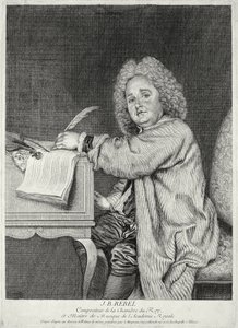 Moyreau tarafından oyulmuş Jean-Ferry Rebel (1666-1747) portresi by Jean Antoine Watteau