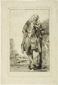 Dirseğine yaslanmış duran adam by Jean Antoine Watteau