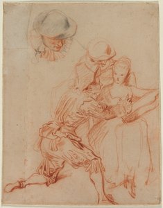 "The Romancer" için çalışma by Jean Antoine Watteau