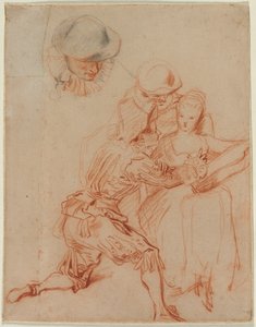 The Romancer Le Conteur için Çalışma, c. 1716. by Jean Antoine Watteau