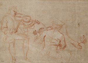 Sağda bir Kolu tutan iki Kemancı ve bir Çift El çalışması, yaklaşık 1716 by Jean Antoine Watteau