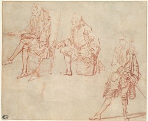 Bir Beyefendinin Üç Çalışması by Jean Antoine Watteau