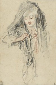 peçeli kadın by Jean Antoine Watteau