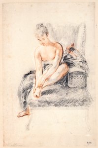 Genç kadın, çıplak, bir ayağını elinde tutuyor, 1716-18.