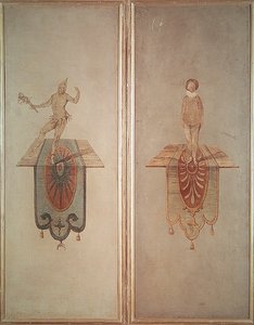 Pierrot (sağda) ve Fou (solda) by Jean Antoine Watteau