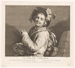 Önemsiz bir tencerede olan çocuk Le Fou de Carnival (nesne üzerindeki başlık) by Jean Aubert