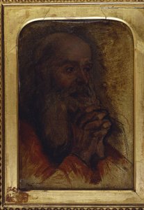 "Doktorlar Arasında İsa" için yaşlı bir adamın kafasının incelenmesi by Jean Auguste Dominique Ingres
