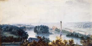 ""Tsarskoye Selo. Chesme Column"" Jean Balthazard de la Traverse (18. yüzyıl), Kağıt üzerine suluboya by Jean Balthazard de la Traverse