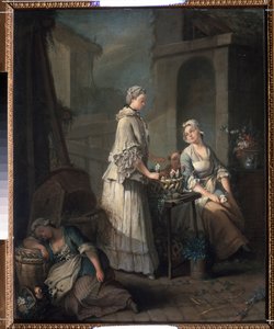 ""Çiçekçi kız"" (Bir çiçekçi kız) Tablosu Jean-Baptiste (Jean Baptiste) Charpentier (1728-1806) 1795-1799 Puşkin Müzesi, Moskova