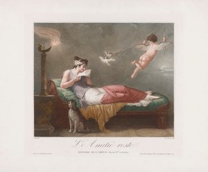 Aşk tanrısı bir aşk mektubu gönderir. 19. yüzyıl (baskı) by Jean Baptiste (after) Mallet