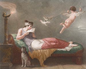 Aşk tanrısı bir aşk mektubu gönderir. 19. yüzyıl (baskı) by Jean Baptiste (after) Mallet