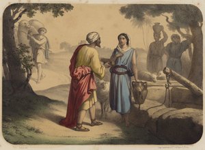 Eliezer Et Rebecca by Jean Baptiste Auguste Leloir