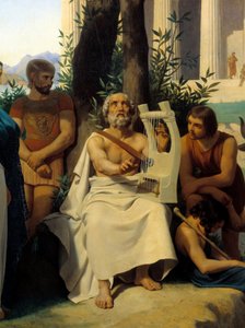 Homere, MÖ 9. yüzyılın Yunan şairi. Jean-Baptiste Auguste Leloir (1809-1892) Musee du Louvre tarafından yapılan resmin detayı. by Jean Baptiste Auguste Leloir