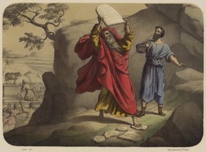 Musa Yasanın Tablolarını Yıkıyor by Jean Baptiste Auguste Leloir