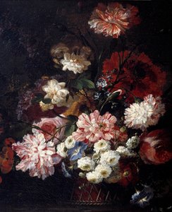 Bir masada çiçek sepeti Boyama Jean Blin (veya Blain veya Belin) tarafından Fontenay (1653-1715) tarafından 17. yüzyıl Güneş. 0,46x0,55 m
