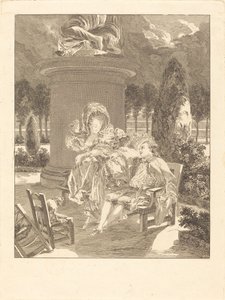 Thuileries akşamı by Jean Baptiste Blaise Simonet after Pierre Antoine Baudouin