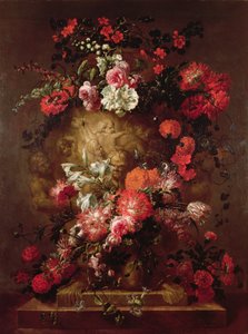 Büyük Bir Vazo Yuvarlak Çiçekler by Jean Baptiste Bosschaert