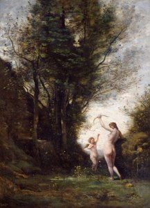 Aşk Tanrısı ile Oynayan Bir Peri, 1857 by Jean Baptiste Camille Corot