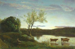 Üç İnek ve Hilalli Bir Gölet, 1850 dolayları
