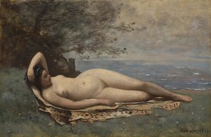 Deniz kenarında Bacchante, 1865. by Jean Baptiste Camille Corot