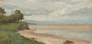 Etretat yakınındaki plaj by Jean Baptiste Camille Corot