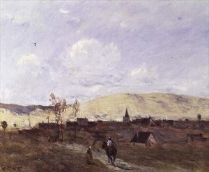 Bir Köyün Gözünde Süvari by Jean Baptiste Camille Corot
