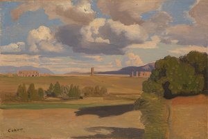 Aqua Claudia ile Roma Campagna. Muhtemelen 1826 by Jean Baptiste Camille Corot