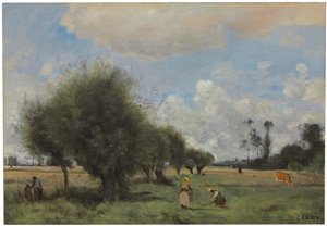 Étampes yakınlarındaki tarlalar, c.1855-60 by Jean Baptiste Camille Corot