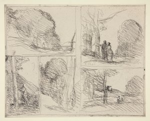 Beş Eskiz: 1. Le Jardin de P?ricl?s (Perikles Bahçesi) 2. L by Jean Baptiste Camille Corot