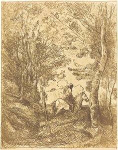 Ormanda Süvari, Büyük Plaka (Le Grand Cavalier sous bois) by Jean Baptiste Camille Corot
