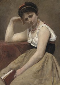 Kesintili Okuma, c.1870 by Jean Baptiste Camille Corot