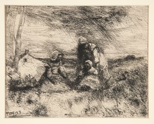 küçük kız kardeş by Jean Baptiste Camille Corot