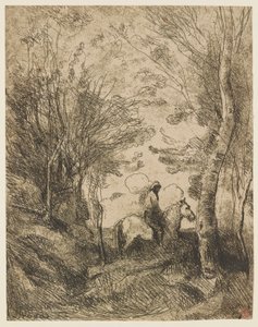 Le grand cavalier sous bois (Ormandaki Büyük Binici) by Jean Baptiste Camille Corot
