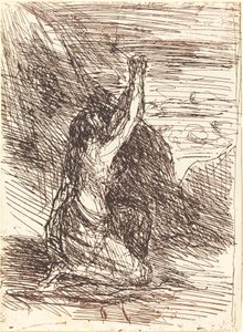 Mary Magdalene Diz çökmüş Madeleine bir genoux, 1858. by Jean Baptiste Camille Corot