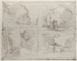 Perikles Bahçesi; Ressamın Yolu; karalama; Büyük Oduncu; Henry VIII Kulesi by Jean Baptiste Camille Corot