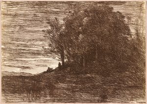 Münzevi Ormanları veya Trasimene Gölü Kıyıları by Jean Baptiste Camille Corot