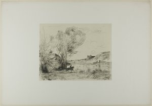 Sazlıktaki Binici by Jean Baptiste Camille Corot
