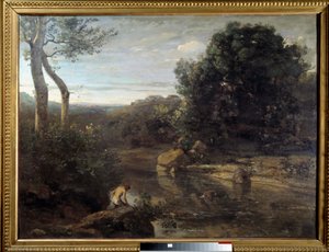 Çoban Banyosu Tablosu, Camille Corot (1796-1875) 1848 Güneş. 0,87x1,17 m Douai, Musee de la Chartreuse by Jean Baptiste Camille Corot