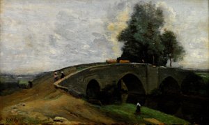 eski köprü by Jean Baptiste Camille Corot