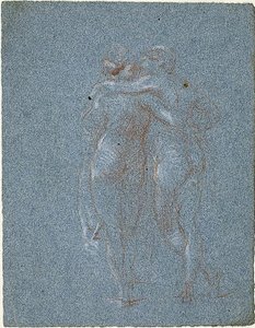 İki Ayakta Figür, Kucaklayan (rekto); Tırpanlı Adam ve Bina Eskizleri (verso) by Jean Baptiste Carpeaux